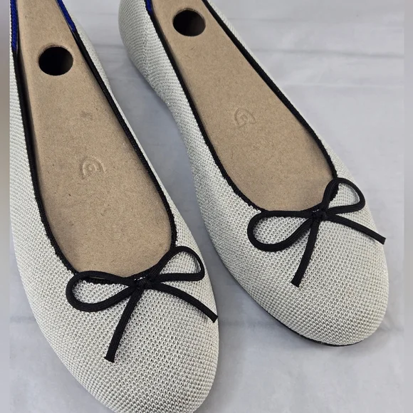 Rothy's The Ballet Flat Bow Accent Round Toe Diamond Metallic Women's Size 8.5 - Picture 9 of 14